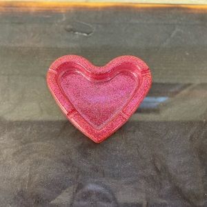 Pink heart shaped ashtray or trinket dish